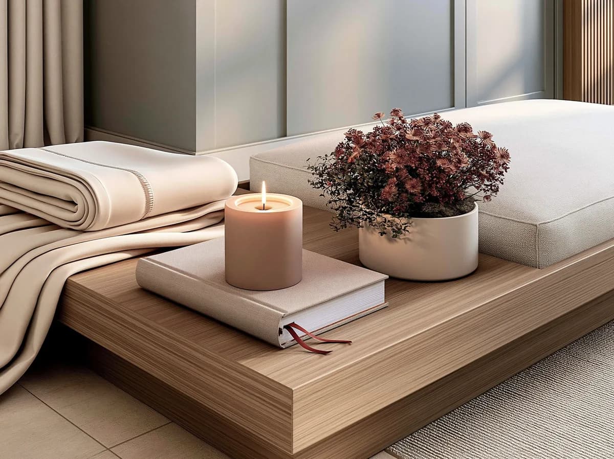 Healing program space with linen textures and natural materials at Lumora Wellness